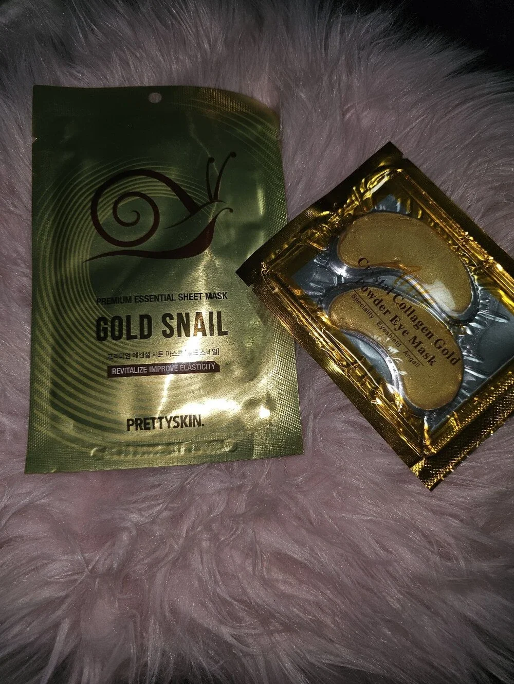 PrettySkin Gold Snail Sheet Mask & Gold Eye Masks - Gold